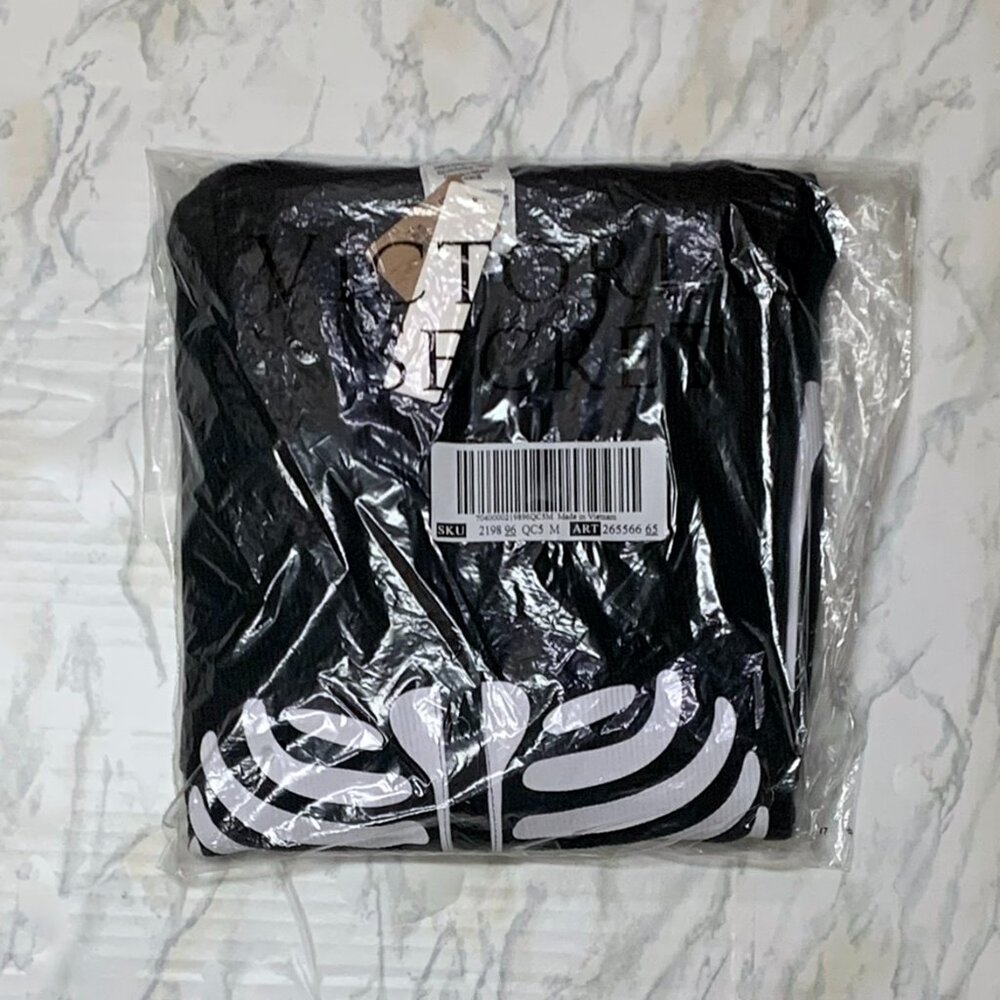 Victoria's Secret PINK Thermal Sleep One Piece Pajama HALLOWEEN Skeleton NWT